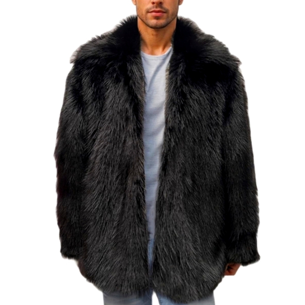 Colf Unisex Faux Fur Black Parka Medium Oversized Warm Winter Jacket